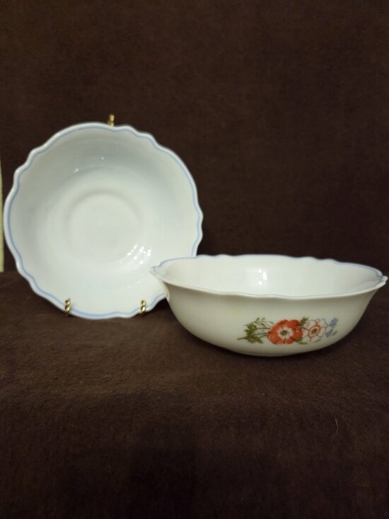 Arcopal Other - Pair/2 Arcopal France Paradise Milk Glass Cereal Bowls Floral Nice